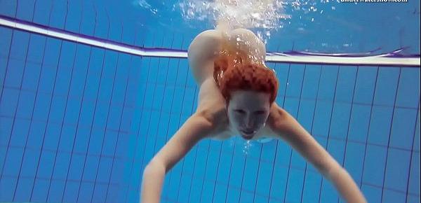  Katka Matrosova swimming naked alone in the pool